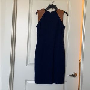 Blue Ralph Lauren Dress with Leather sleeves
